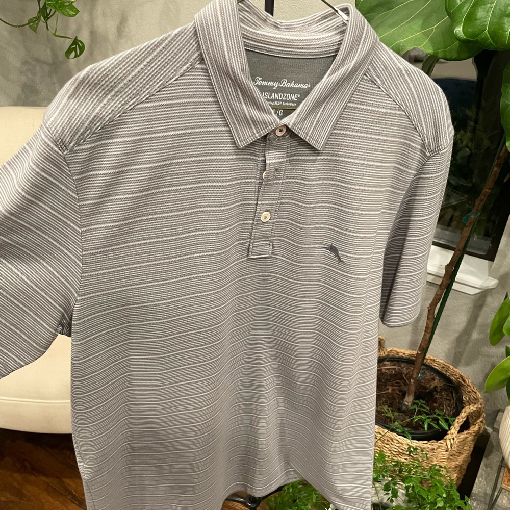 Tommy Bahama gray polo shirt, short sleeve size large